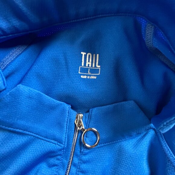 Tail Womens Blue Short Sleeve 1/4 Zip Golf Polo Shirt Tehama Logo Large Stretch - Picture 3 of 9